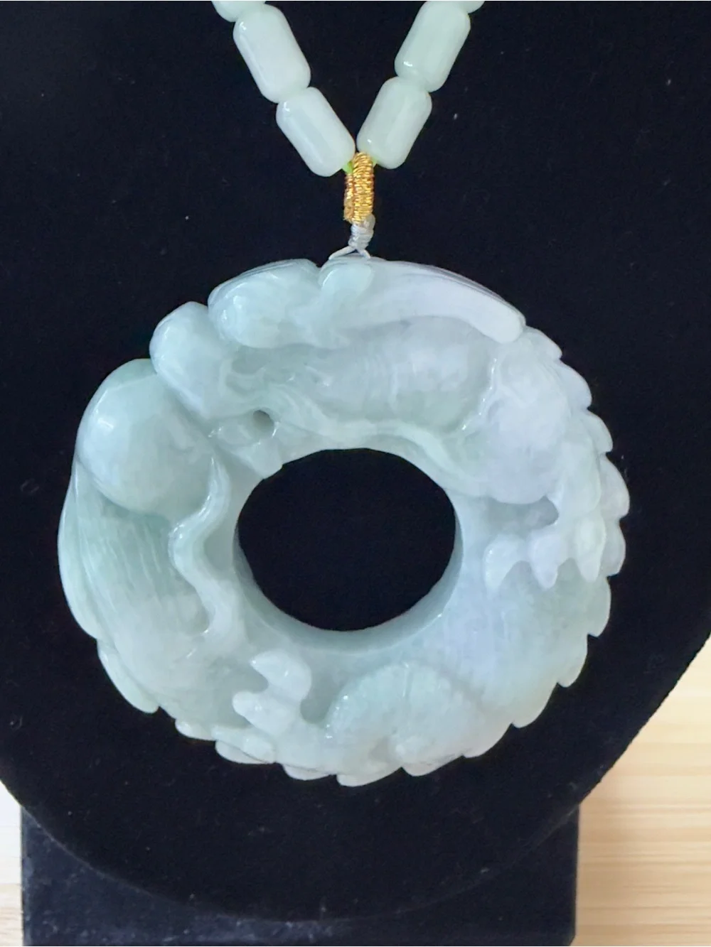 Certified Grade A Burma Jade Hand-Carved Dragon Pendant